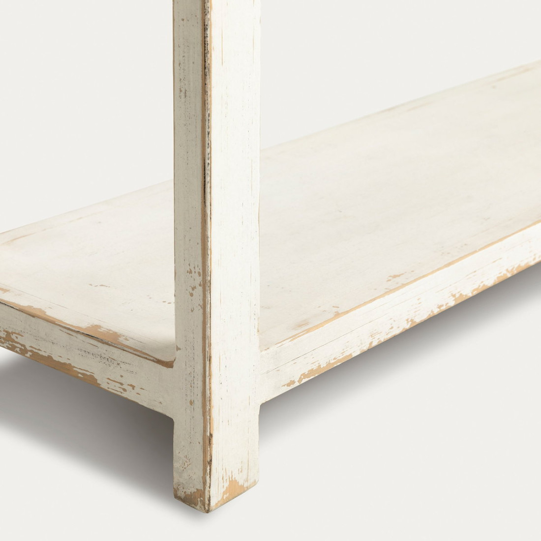 Consola de madera en blanco velado, 140x30x75 cm