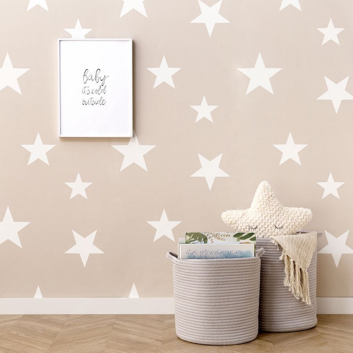 Stars wallpaper beige/blanco