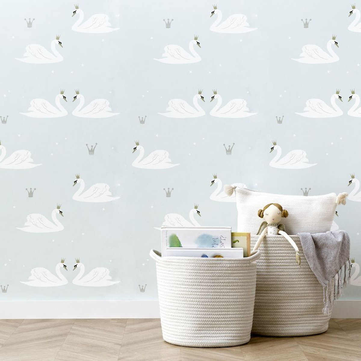 Swans wallpaper menta